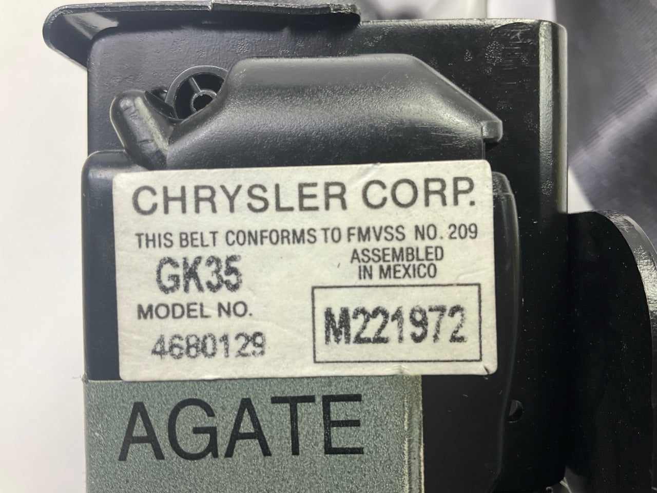 Mopar GK35SAZ 1St Rear Row Outer Left Agate Seat Belt For 96-98 Town & Country