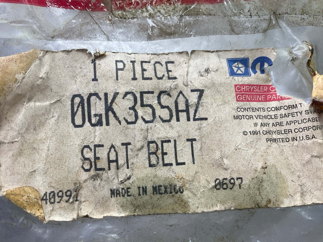 Mopar GK35SAZ 1St Rear Row Outer Left Agate Seat Belt For 96-98 Town & Country