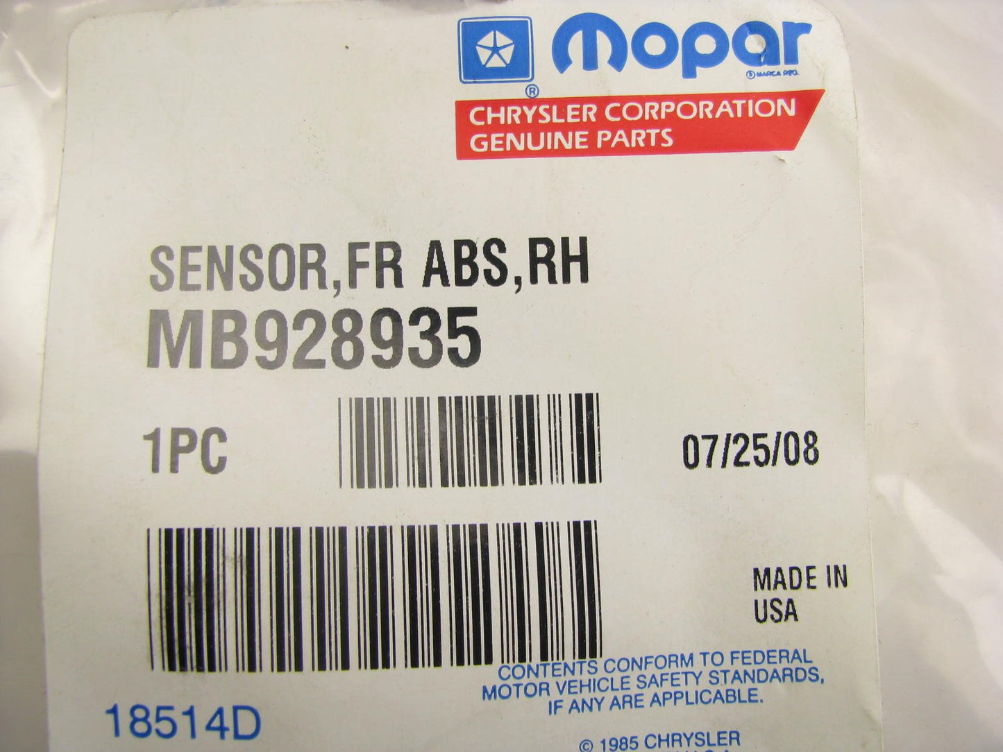 New Genuine OEM Front Right ABS Anti Lock Brake Speed Sensor MB928935