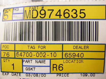 NEW - OEM MD974635 Engine Full Gasket Set For 1990-1992 Mitsubishi 2.0L-L4