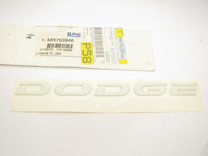 NEW - OEM Mopar MR763946 White Nameplate Emblem For 1997-1999 Dodge Avenger