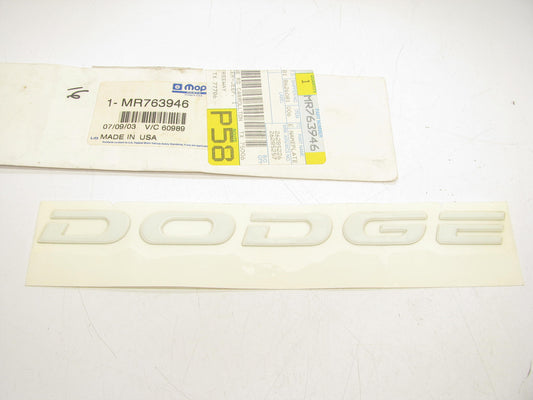 NEW - OEM Mopar MR763946 White Nameplate Emblem For 1997-1999 Dodge Avenger