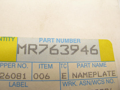 OEM  Nameplate Emblem, White  For ( DODGE ) MR763946 For 97-99 Avenger