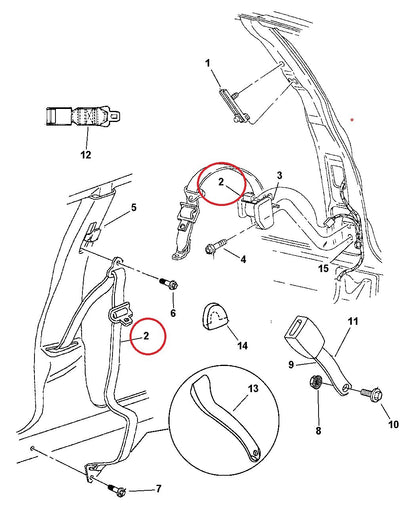 NEW - OEM MOPAR PM09LAZAB Front Left Outer Seat Belt - AGATE COLOR For 1999 Neon