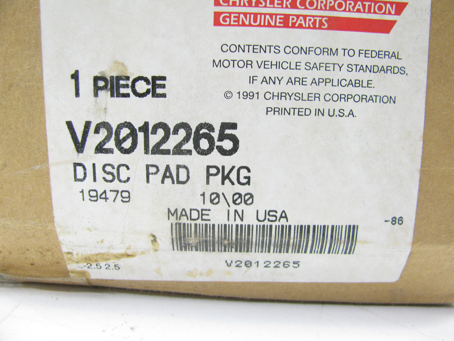 NEW GENUINE OEM For Mopar V2012265 Rear Disc Brake Pads