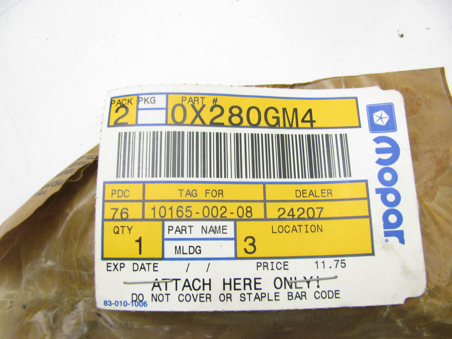 NOS Red Right Fender Moulding For 1989-1990 Plymouth A-Body 1989 Spirit