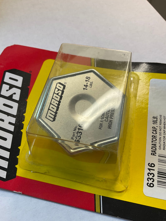 Moroso 63316 Racing Radiator Cap Steel Hexagon 14-18 PSI