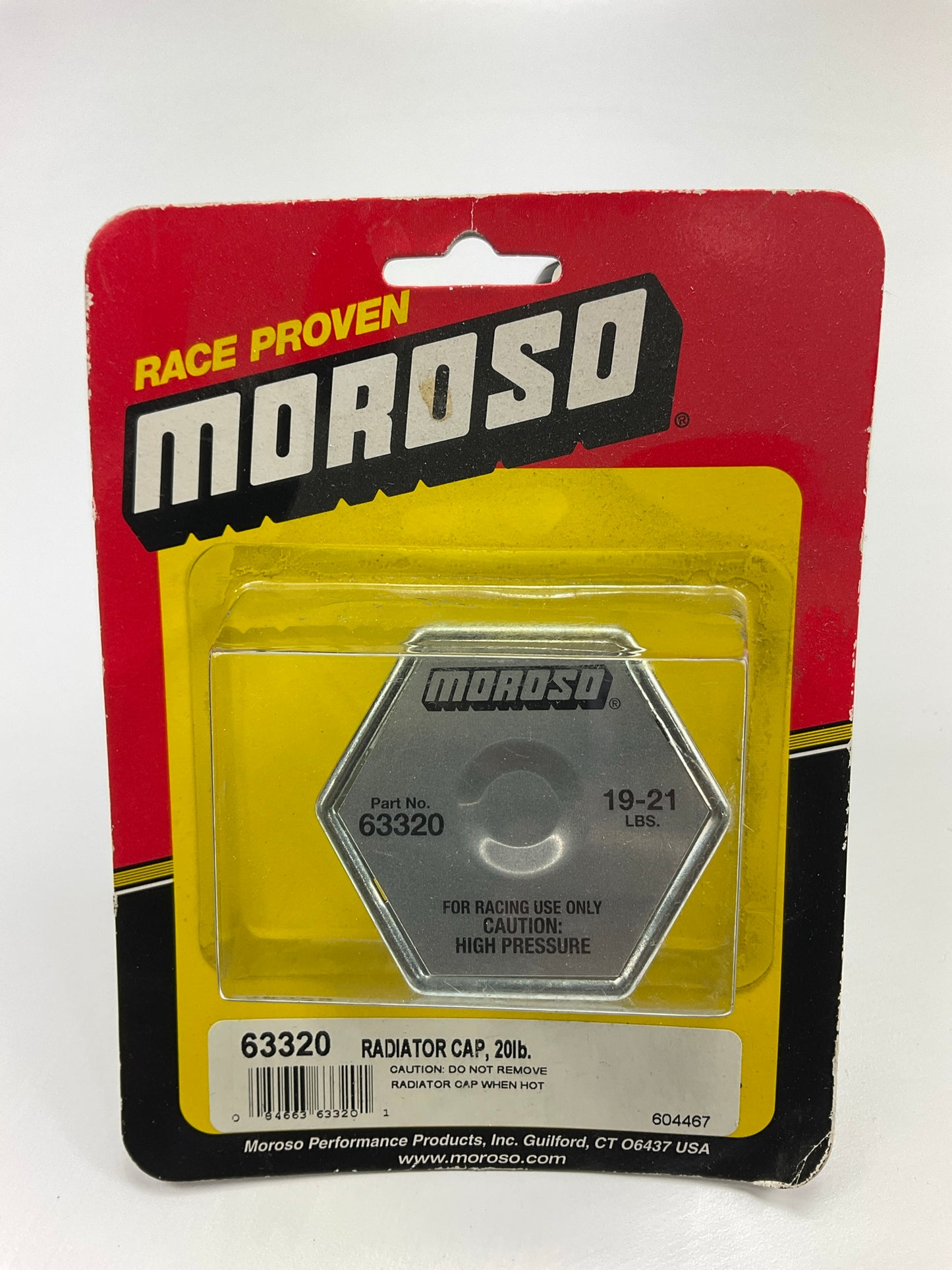 Moroso 63320 Radiator Cap Race Series, Hexagon 19-21 Lb PSI, Natural Steel