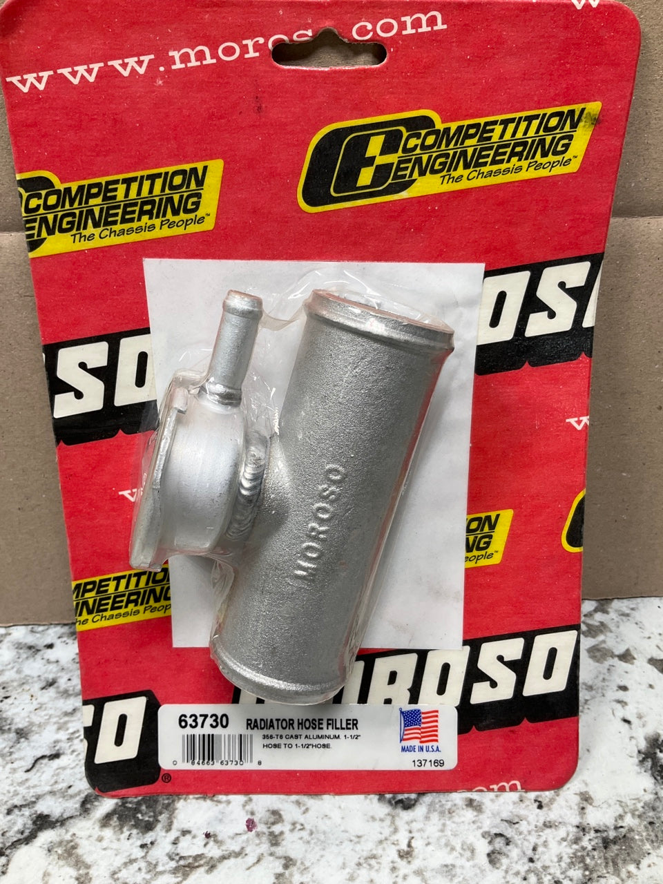 Moroso 63730 Universal Radiator Hose Coolant Filler Neck In-Line 1.5''x 1.5''