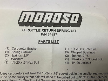 Moroso 64927 Throttle Return Spring Kit For Holley 2300, 4100, 4150, Demon