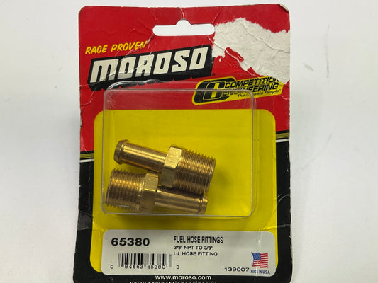 Moroso 65380 Fuel Hose Fittings, 3/8'' NPT To 3/8'' Hose - 2 PACK