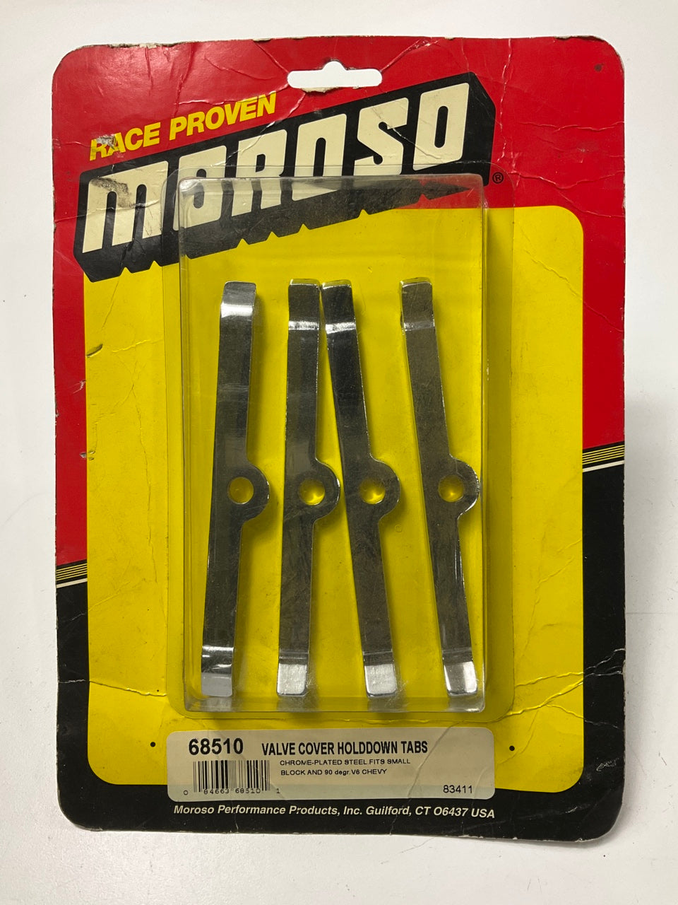Moroso 68510 Valve Cover Hold Down Tabs Set, Chrome Steel For Chevy SBC V8