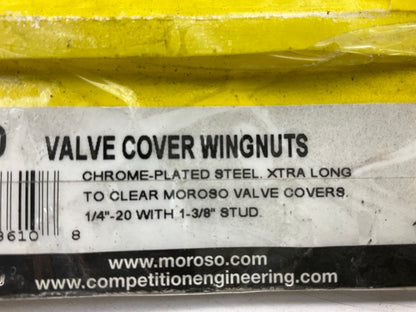 Moroso 68610 1/4''-20 X 1-3/8'' Chrome Extra Long Valve Cover Wing Nuts SBC Chevy