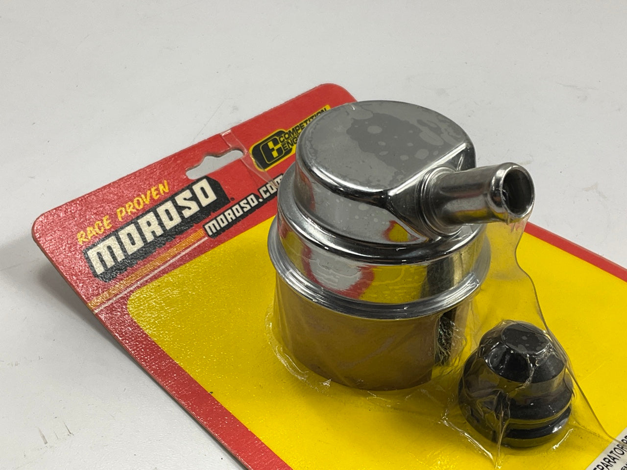 Moroso 68781 Chrome Oil Separator Breather Push-In Style 1.22'' W/ Rubber Grommet