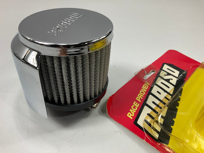 Moroso 68811 Clamp-on Breather Filter Black/Chrome, Half-Shield, For 1-3/8'' Tube