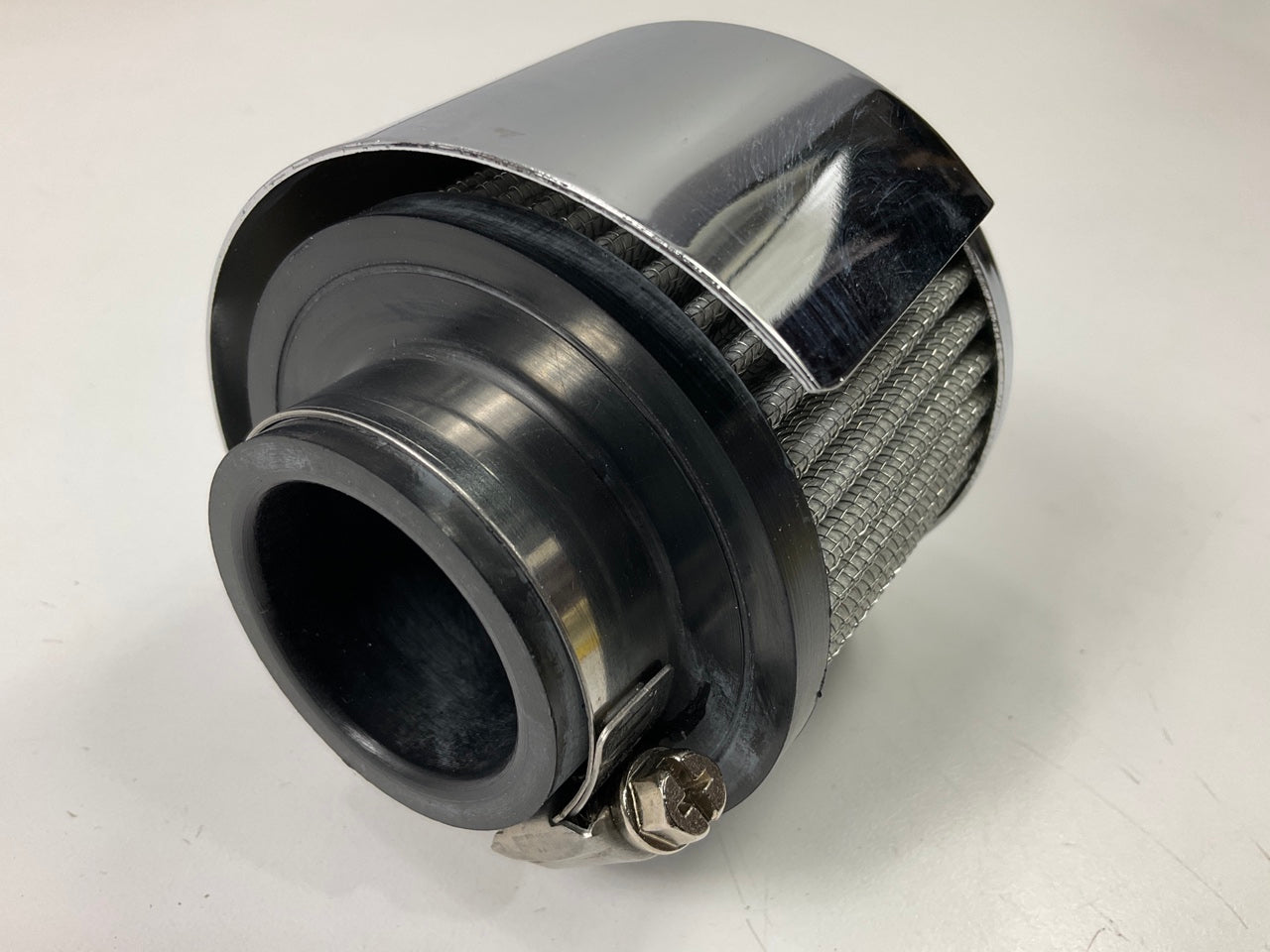 Moroso 68811 Clamp-on Breather Filter Black/Chrome, Half-Shield, For 1-3/8'' Tube