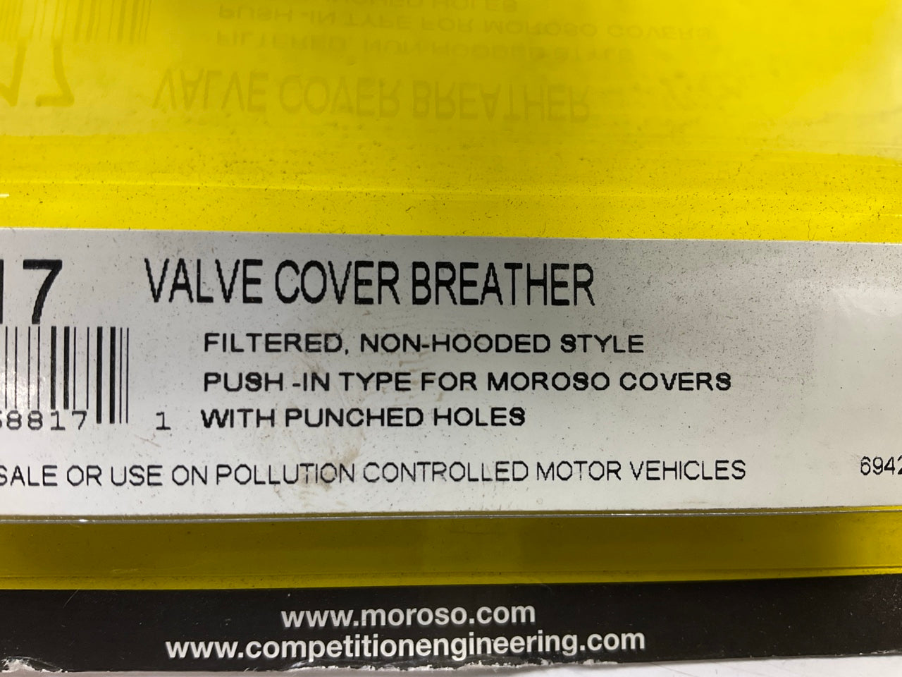 Moroso 68817 Crankcase Breather Element Push-in Breather, Round Chrome