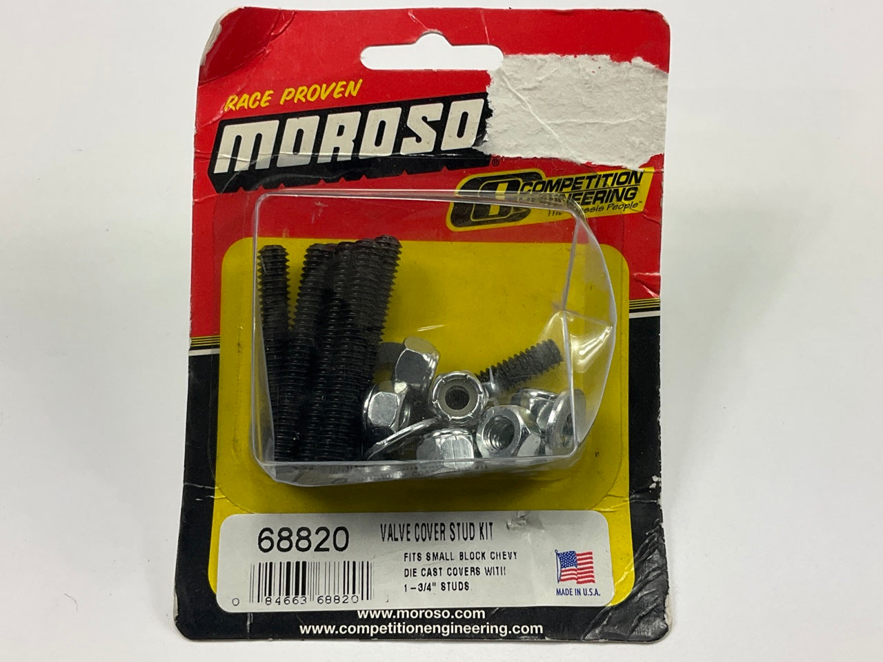 Moroso 68820 SBC Valve Cover Stud Kit 1/4''-20 Thread, Set Of 8, 1.750'' Lock Nuts