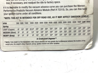 Moroso 72300 Distributor Mechanical Advance Kit - Advance Curve Kit For GM HEI