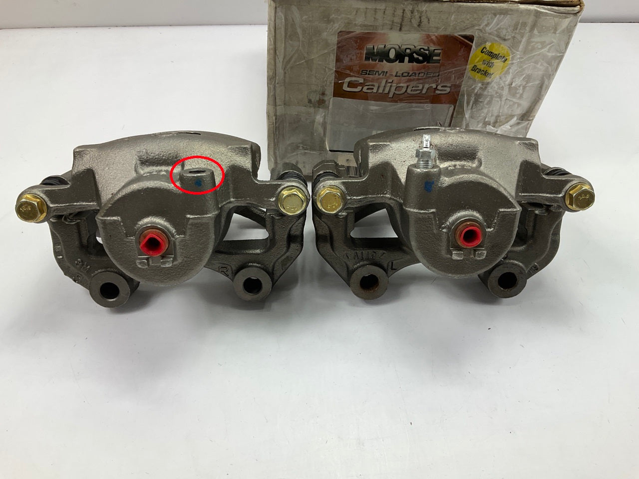 Missing A Bleeder Screw - REMAN. Morse FRP1218 Brake Caliper Set Without Pads