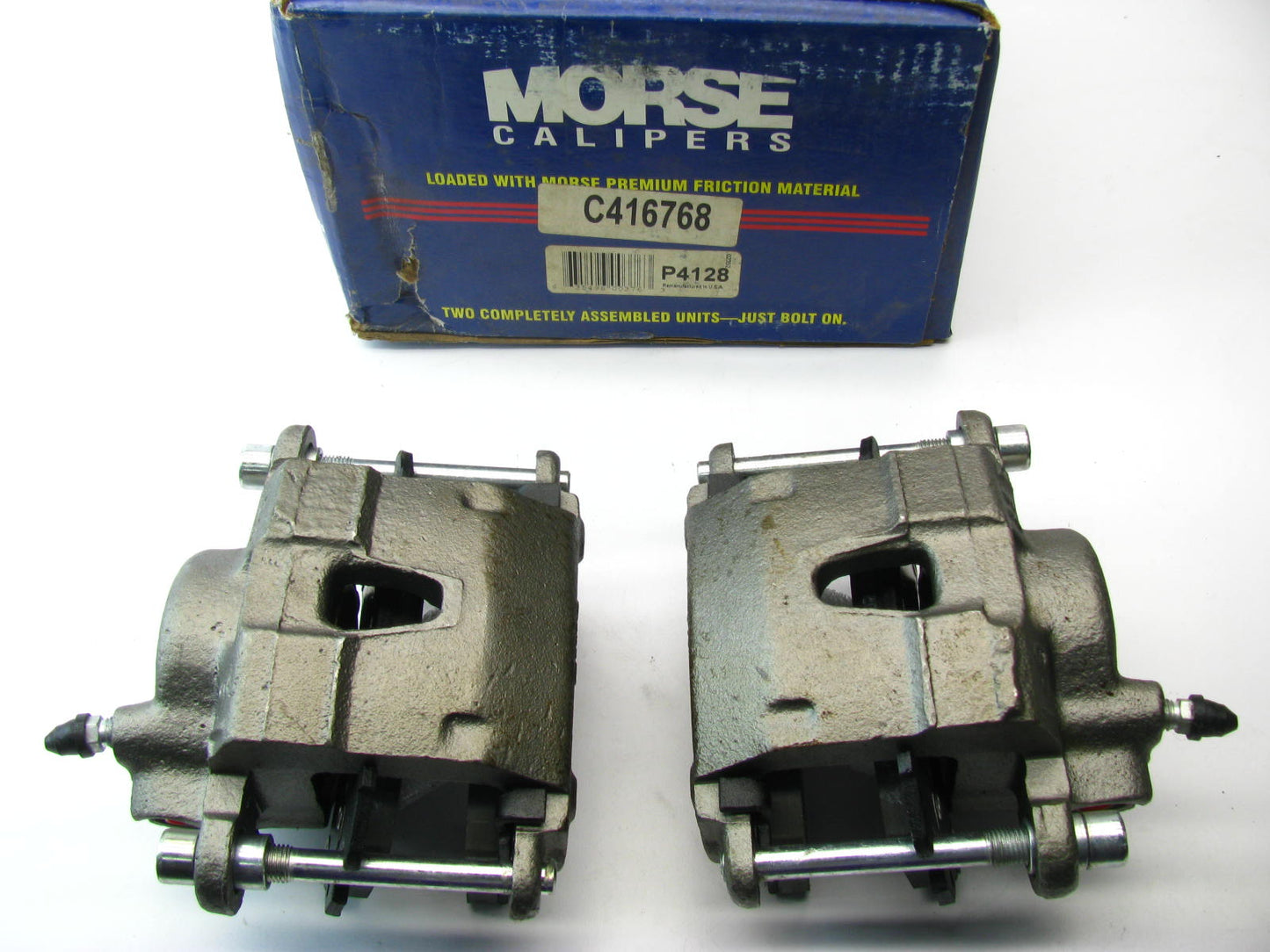 REMAN Morse P4128 Front Disc Brake Caliper Set W/ Pads