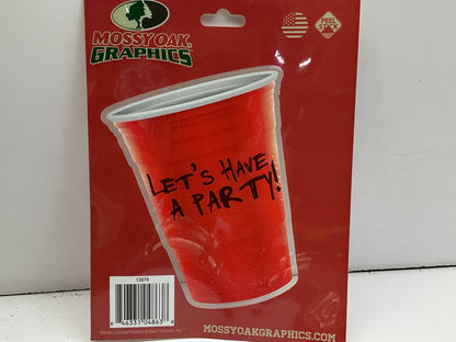 Mossy Oak Graphics 13074 Red Party Cup, ''Let's Have A Party'' Cup Auto Sticker