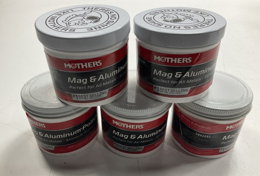 (5) Cans - Mothers 05100 Mag & Aluminum Polish, 5 Oz Each