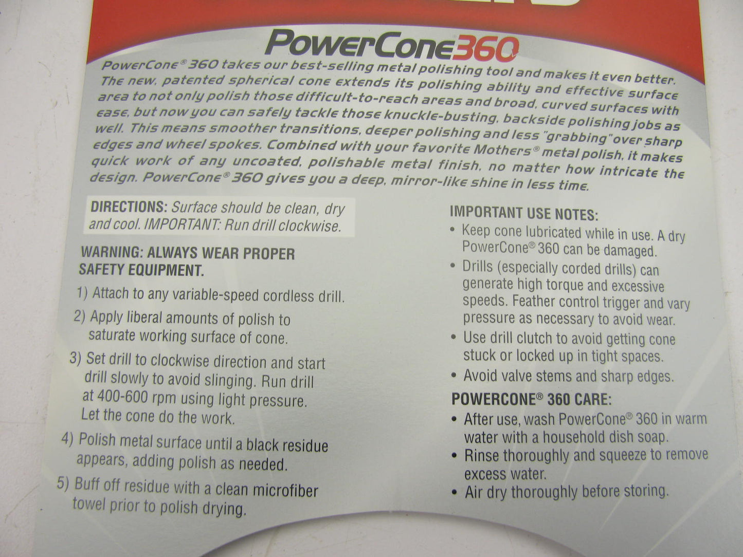 MOTHERS 05146 Powercone 360 - Polishing Tool And Quick Swap Bit - Wheel Guard