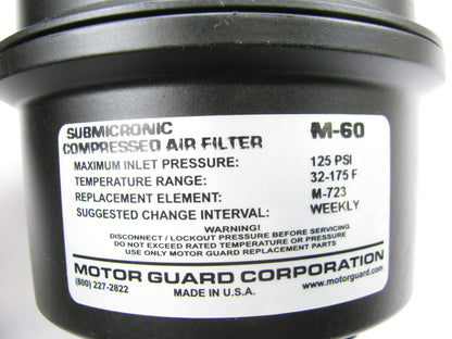 Motor Guard 00250 Compressed Air Filter M-60 1/2'' NPT .01 Micron 100CFM AT 80PSI