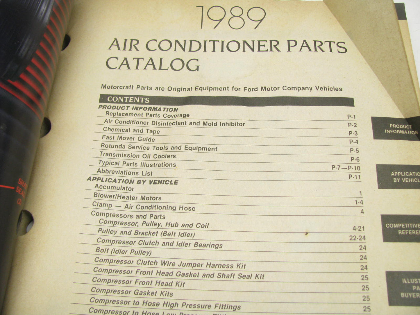 Motorcraft AC200R Air Conditioning Parts Catalog - 1989 February, 225 Pages