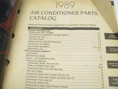 Motorcraft AC200R Air Conditioning Parts Catalog - 1989 February, 225 Pages