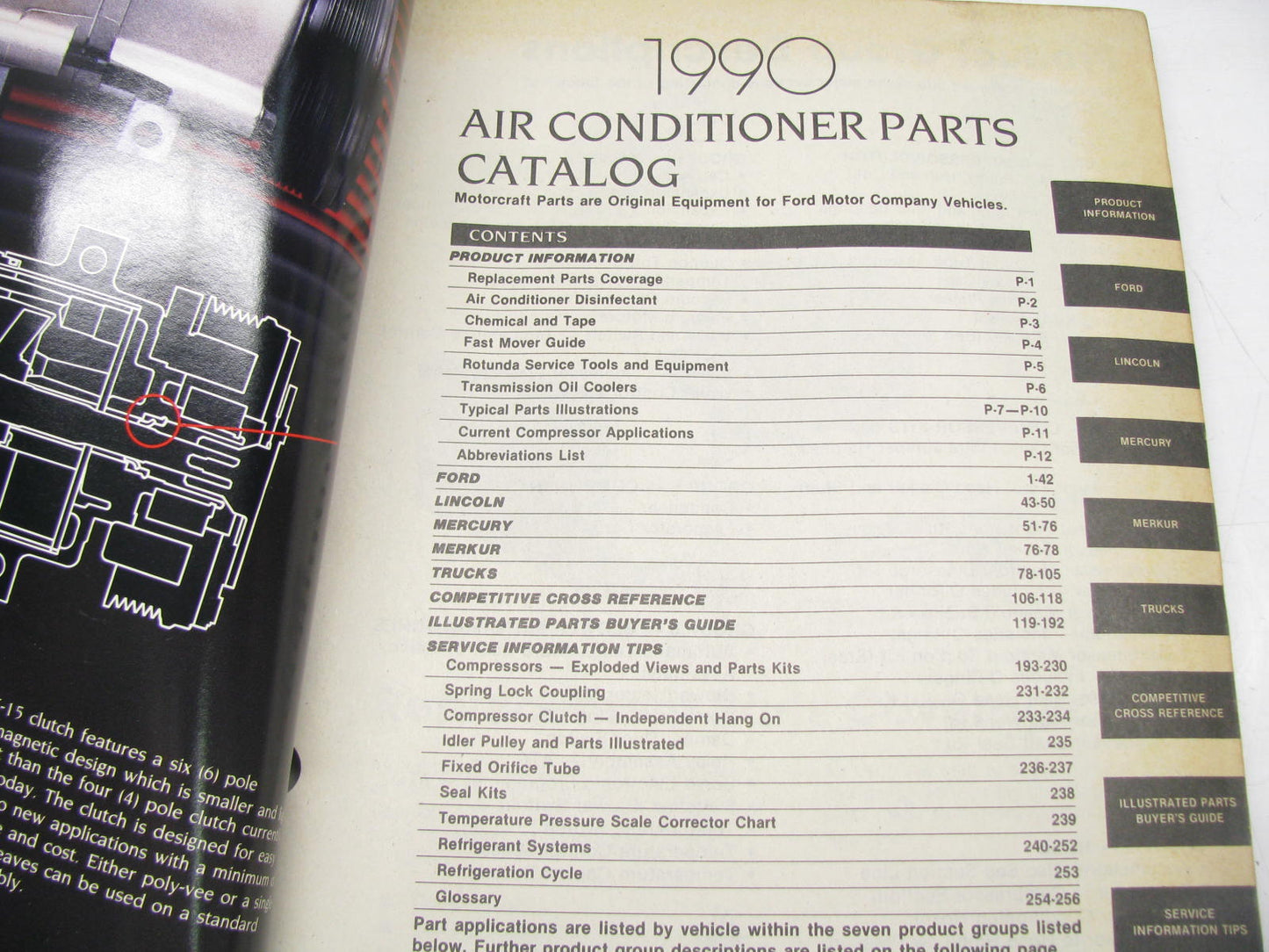 Motorcraft AC200S Air Conditioning Part Catalog - March 1990, 256 Pages