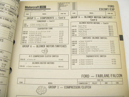 Motorcraft AC200S Air Conditioning Part Catalog - March 1990, 256 Pages