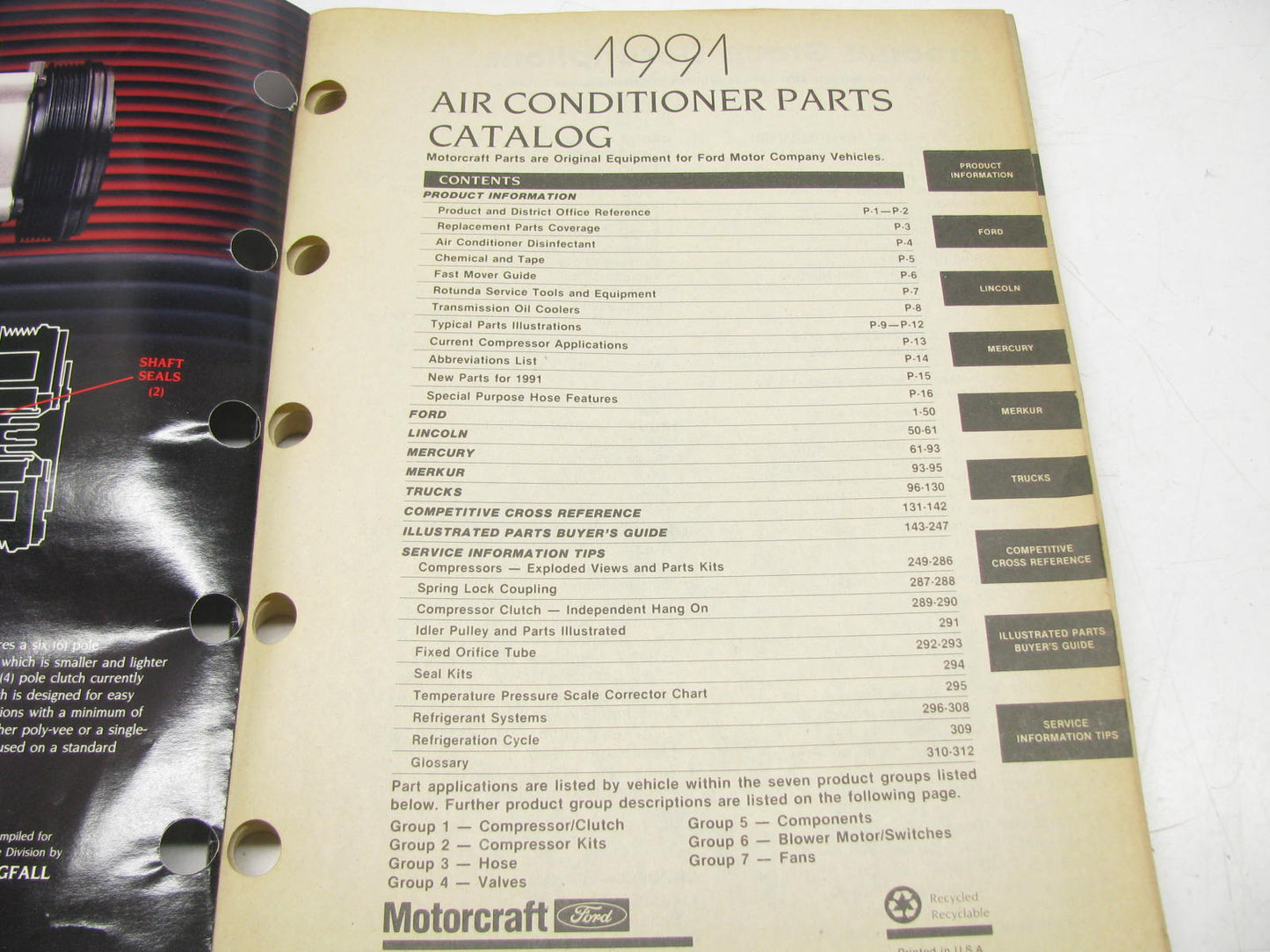 motorcraft AC200T A/C Air Conditioning Parts Catalog - May 1991