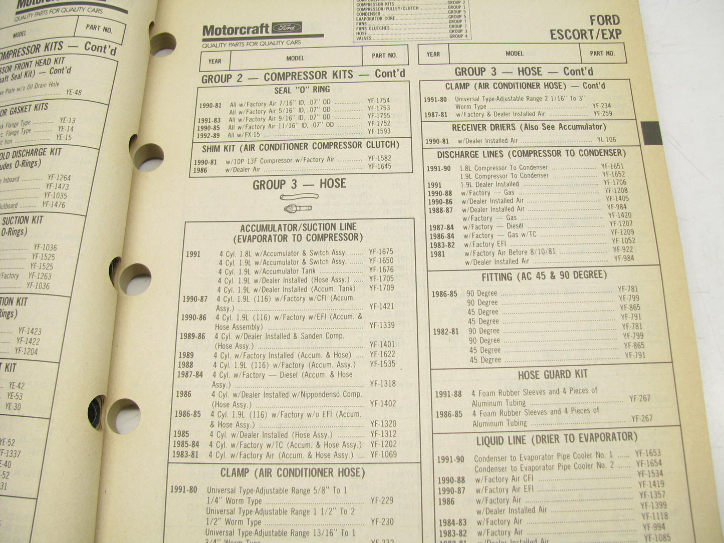 motorcraft AC200T A/C Air Conditioning Parts Catalog - May 1991