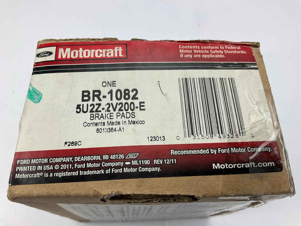Motorcraft BR-1082 Rear Brake Pads For 2005-2010 Ford Mustang