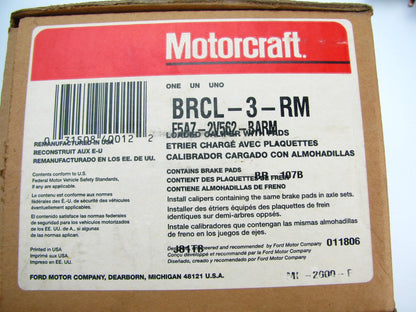 Remanufactured Motorcraft BRCL3RM REAR Disc Brake Caliper With Brake Pads