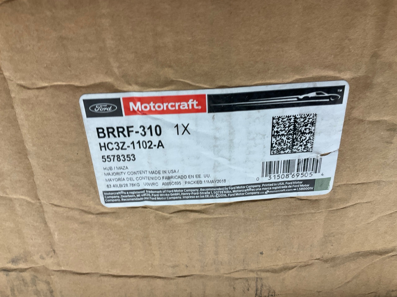 Motorcraft BRRF-310 Front Disc Brake Rotor & Hub Assembly - HC3Z-1102-A