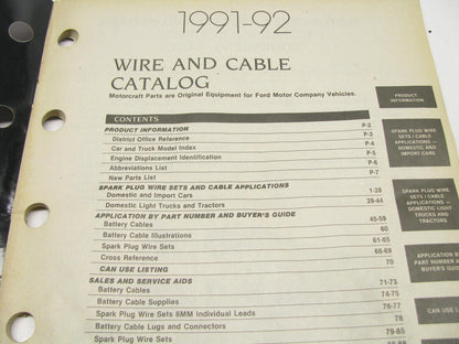 Motorcraft C200Y Wire And Cable Catalog 1991-1992 March