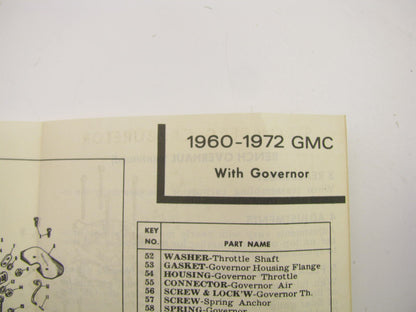 1960-1972 GMC 351 401 478 V8 Truck Governor Stromberg WWC Carburetor Rebuild Kit