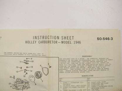 OEM Motorcraft CT-1199A Carburetor Rebuild Kit For Holley 1-BBL 1946 Carb. Ford