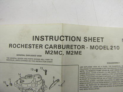 Motorcraft CT-1214A Carburetor Rebuild Kit 78-79 Olds 260 4.3L V8 Rochester 2BBL