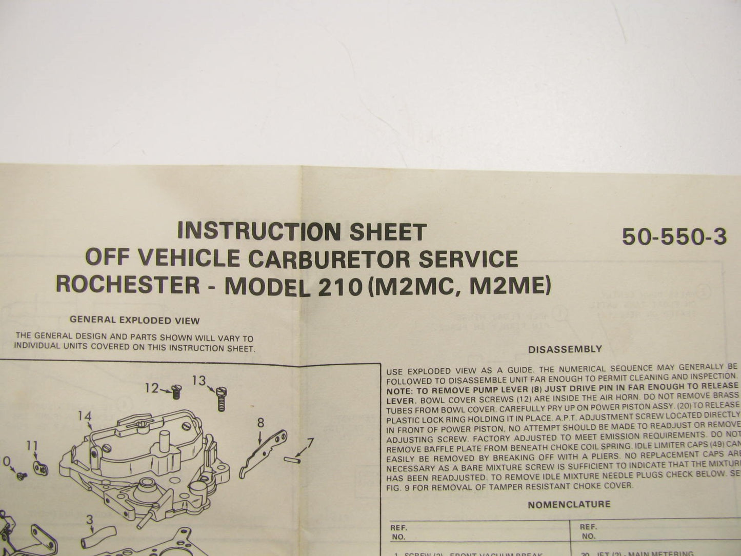 Motorcraft CT-1239 Carburetor Rebuild Kit 77-87 GM Rochester 2-BBL 210 M2MC M2ME