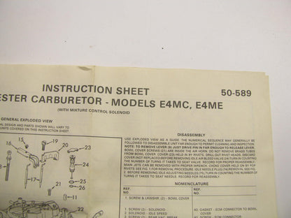 NEW - OEM Motorcraft Carburetor Rebuild Kit CT-1311 - 1980 GMC E4MC, E4ME