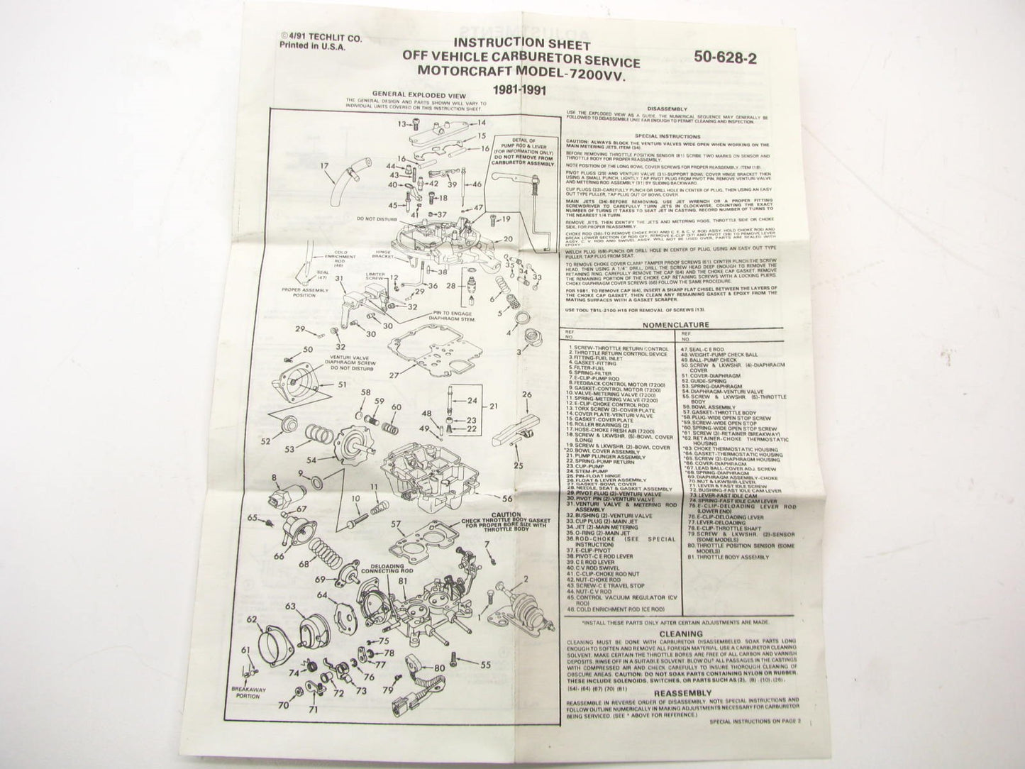 Motorcraft CT-1328-B / E3PZ-9A586-A Carburetor Rebuild Kit