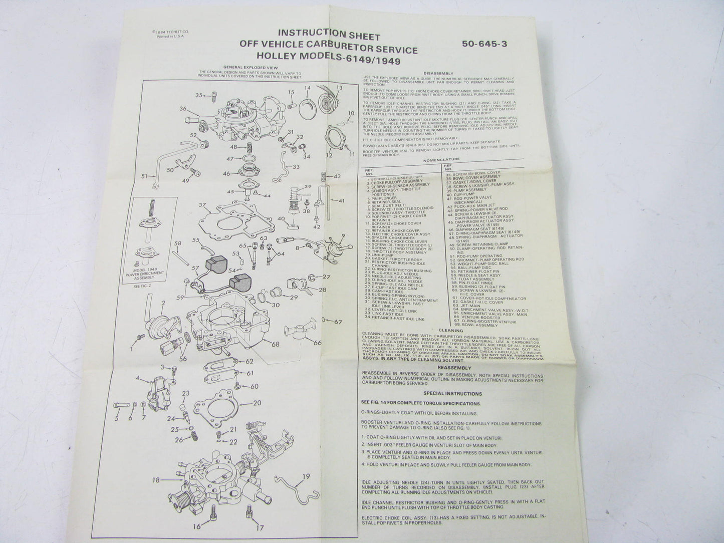 Motorcraft CT-1417A Carburetor Rebuild Kit