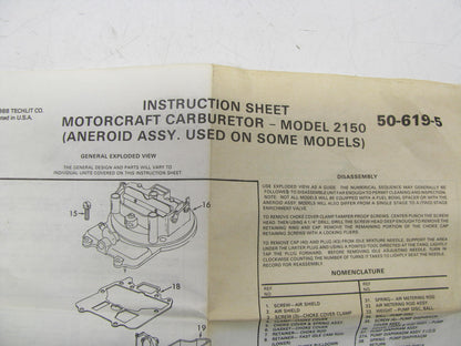 Motorcraft CT-1470 Carburetor Rebuild Kit - Motorcraft 2150A W/ Feedback Control
