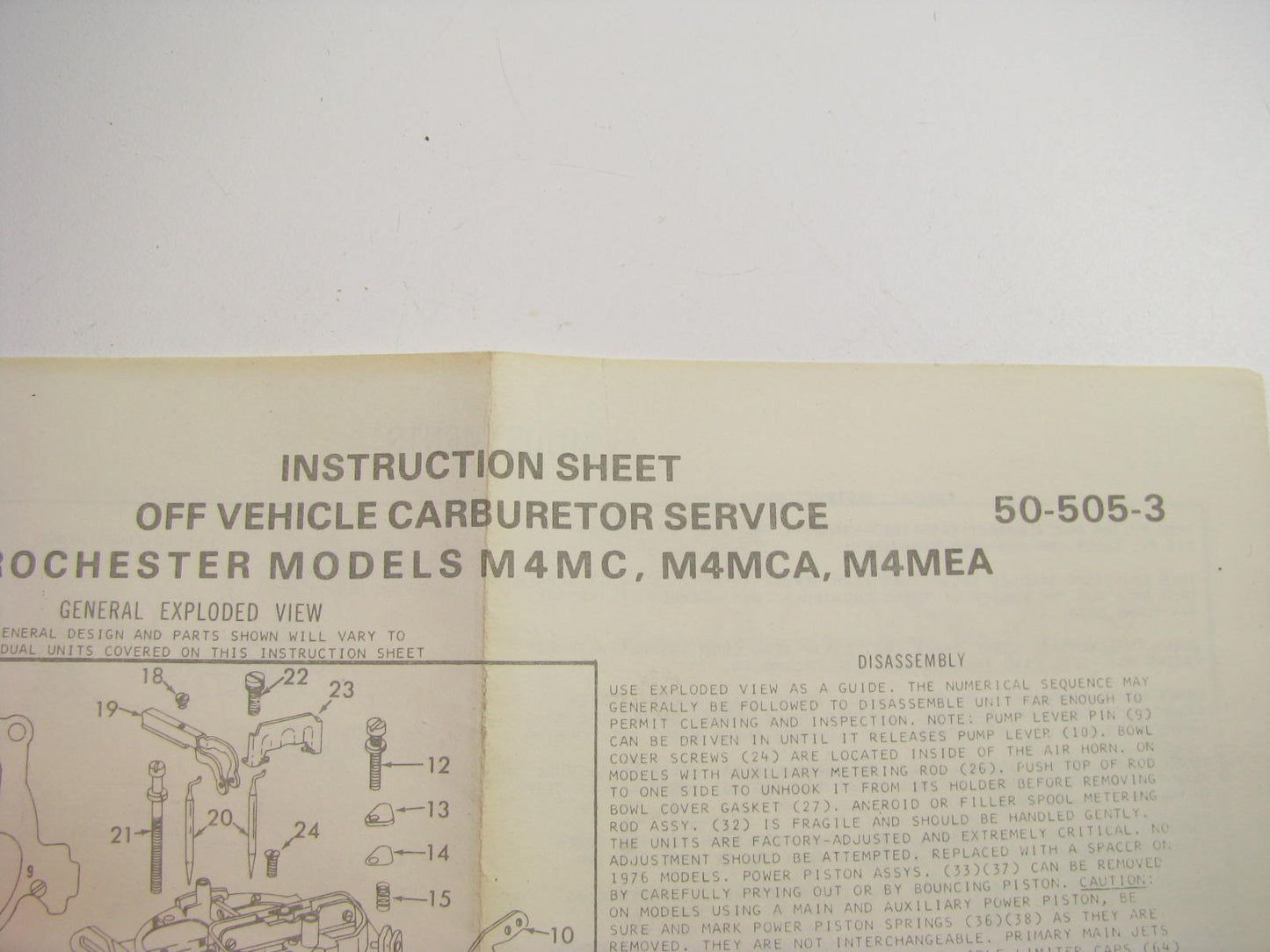 Motorcraft CT-1537 Carburetor Tune Up Kit For Rochester M4MC, M4MCA, M4MEA