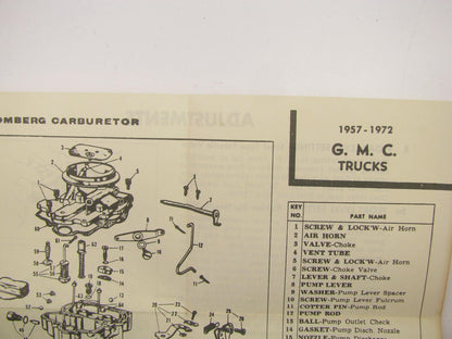 Motorcraft CT1145 Carburetor Tune Up Kit 1957-1972 GMC Truck Stromberg Carb