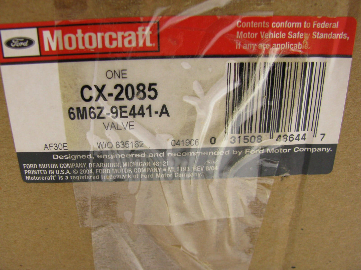 Motorcraft CX-2085 / Ford 6M6Z-9E441-A Vapor Purge Solenoid Valve - HYBRID ONLY